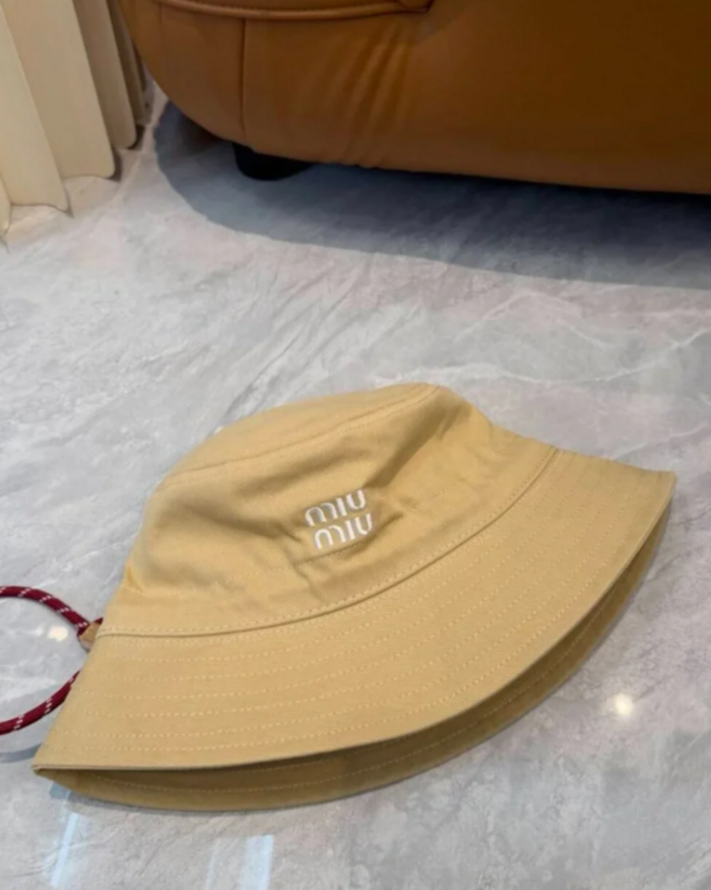 Miu Miu Beige Bucket Hat with Drawstring | Sun Hat - Picture 2 of 8
